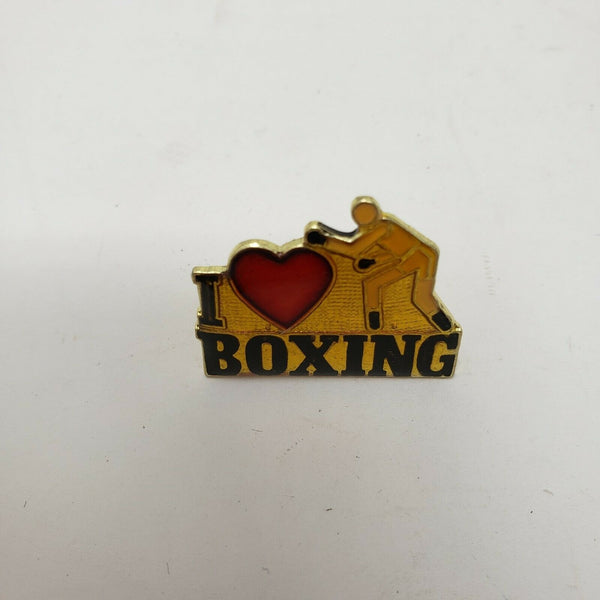 I Heart Boxing Metal Hat Pin Lapel Travel Vintage Taiwan Love Gold Black Red