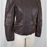 Paparazzi Vegan Leather Moto Jacket Womens L Brown Envelope Asymmetrical Closure