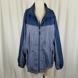 LL Bean All Weather Windbreaker Rain jacket Womens 1X Plus Size Colorblock Blue