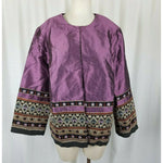 Handmade Open Front Swing Embellished Metallic Sheen Jacket Blazer Womens L XL