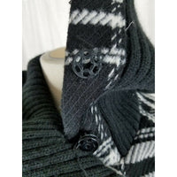 Tally Weijl Tartan Plaid Fleece Knit Funnel Neck Belted Bomber Jacket Womens 38