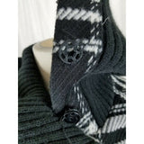 Tally Weijl Tartan Plaid Fleece Knit Funnel Neck Belted Bomber Jacket Womens 38