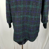Spencer Douglas Wool 1980s Plaid Peacoat Coat Womens 12 Vintage Knit Cuffs USA