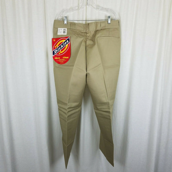 Vintage Dickies Shape Set Stain Release Twill Work Pants Mens 38x29 Tan NOS USA