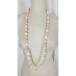 Strand Large Crochet Pink Beads Faux Pearl BEADED NECKLACE Vintage Contemporary