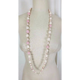 Strand Large Crochet Pink Beads Faux Pearl BEADED NECKLACE Vintage Contemporary
