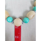 Chunky Large Wooden Beads Crackle Glaze Sky Blue Agate Beaded Necklace Choker