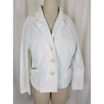 LL Bean Petites White Corduroy Button Up Fit & Flare Blazer Jacket Womens sz 16P
