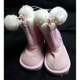 Ruby Pink Faux Shearling Knit Toddler Girls Baby Booties Boots Shoes Pom Poms 2