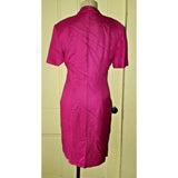 Vintage Santa Fe Woven Zip Up Front Hot Pink Fuchsia Bodycon Dress Womens 8 Sexy