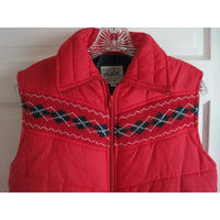 Vintage Little Lisa Puffer Quilted Winter Vest Argyle Knit Yolk Girls Youth M