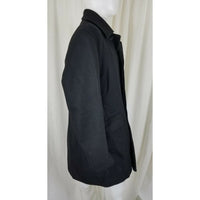 Banana Republic Black Wool Peacoat Coat Mens S Placket Front Charcoal Preppy