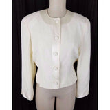 Vintage Andrew Harvey Collarless Floral Brocade Blazer Jacket Womens 8 USA Ivory