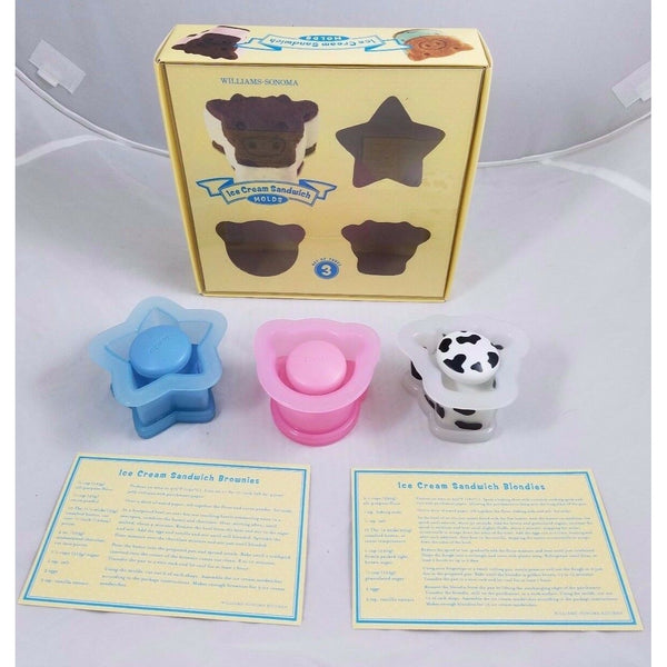 Williams Sonoma Ice Cream Sandwich Molds Cow Pig & Star Set of 3 In Box Recipes