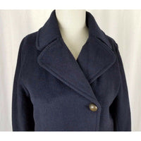 Jeong Gam Double Breasted Winter Wool Navy Peacoat Coat Womens XS S Slim Cut