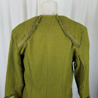 Paula Hian Luxe Raw Edge Metallic Trim Woven Long Blazer Jacket Coat Womens XS