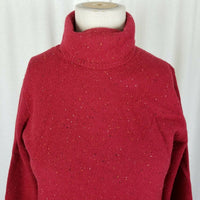 LL Bean Merino Wool Angora Turtleneck Sweater Womens XS Mottled Red Lightweight
