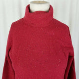 LL Bean Merino Wool Angora Turtleneck Sweater Womens XS Mottled Red Lightweight