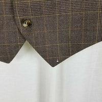 Vintage Yves Saint Laurent Brown Plaid Pointed Vest Mens S M Waistcoat Button Up