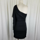 Deb Slinky One Shoulder Ruched Little Black Dress with Jeweled Accents Women's size Large