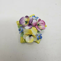 Vintage Artone Bone China Violets Flowers Pin Brooch Made in England 1.25”