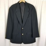 LL Bean Black Microfiber Gold Buttons Sportcoat Jacket Blazer Mens 44R 0SG86