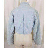 Wilsons Leather Maxima Cropped Zip Moto Cafe Racer Jacket Womens L Seafoam Blue