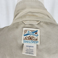 Travelsmith Khaki Cargo Jacket Canvas Safari Field Womens L Conversion Anorak