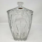 Gorham Lead Crystal Cut Glass Square Lidded Heavyweight Biscuit Cookie Jar Clear