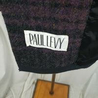 Paul Levy Purple Plaid Mohair Wool Midi Peacoat Womens M  L Vintage 80s Black