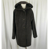 Jones New York Hooded Wool Midi Peacoat Coat Womens 6 Chocolate Brown G-III Long