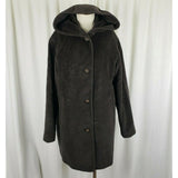 Jones New York Hooded Wool Midi Peacoat Coat Womens 6 Chocolate Brown G-III Long