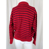 Polo Ralph Lauren Striped Knit Collared Henley Polo Pullover SWEATER Red Mens L