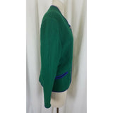 Geiger Austria Boiled Wool Crest Button Sweater Jacket Blazer Womens Green 38 8