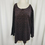 Elementz Stretch Jersey Knit Floral Metallic Top Shirt Tunic Blouse Womens 3X