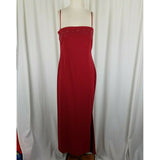 Tahari Petites Red Maxi Fitted Slinky Sexy Beaded Dress Womens 12P 80s Vintage