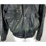 Vintage Wilsons Leather Distressed Black Bomber Flight Aviator Jacket Mens L 90s