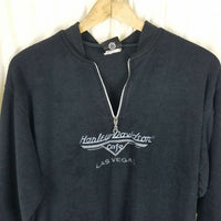 Harley Davidson Cafe Vegas Fleece 1/4 Zip Pullover Sweater Jacket Mens M Henley
