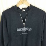 Harley Davidson Cafe Vegas Fleece 1/4 Zip Pullover Sweater Jacket Mens M Henley
