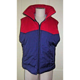 Mrs Duckworth Full Zip Up Plaid Flannel Lined Western Colorblock Vest Womens L Red & Navy Blue Puffer Sleeveless Parka Contrast