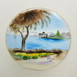 J.Okumura Decorative Plate Entirely Handpainted Castle Lake Print Vintage 10.5in