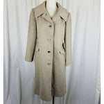 Vintage Tan Wool Half Belted Back Fit & Flare Peacoat Coat Womens S Fuzzy Winter