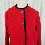 MackIntosh Boiled Wool Cardigan Sweater Jacket Womens M Ribbon Trim Collarless