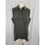 Jessica Holbrook Faux Suede Microfiber Sleeveless Button Up Shirt Top Womens L