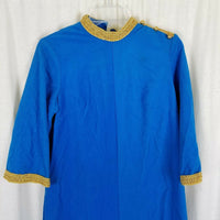 Lisanne Loungewear Blue Velour Pantsuit Jumpsuit Culottes Womens 16 60s 70s MCM