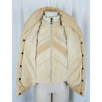 Dawn Imports Shawl Collar Corduroy Puffer Bomber Jacket Womens S Tan Zip Up Snap