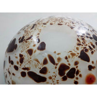 HAND BLOWN GLASS ART Decorative BOWL MURANO STYLE Weighted Blues Browns White