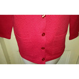 NOS Carroll Reed Diamond Embossed Textured Cardigan Sweater Jacket Womens L Red