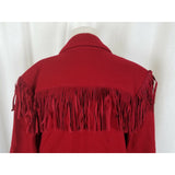 New Frontier Blazer Jacket Red Fringe Western Cowboy Rockabilly Womens M 80s 90s