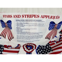 USA Stars and Stripes Print Applique COTTON Fabric Panel Patriotic 4th of July